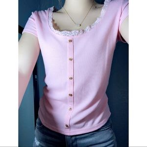 Rue 21 size medium pink lace top. NWOT!! Never worn.